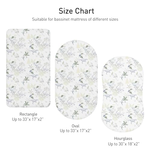 Image of Bassinet Sheets, Bassinet Sheets for Baby Boy and Girl, Bassinet Sheet Neutral, Fit for Rectangle, Round, Oval, Hourglass Mattress, Flexible for Different Bassinet Pad /Mattress 4 Pack