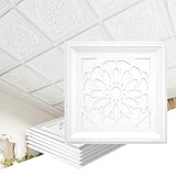 LooYee 24 PCS 2x2 FT Openwork Tracery Decorative Ceiling Tiles, 24x24 Inch 3D Modern Minimalist Ceiling Panels, PVC...