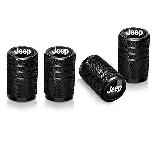 4Pcs Chrome Bike Motorcycle Car Tires Valve Stem Caps for Chrysler Jeep Grand Cherokee Wrangler Compass Cherokee Renegade Patriot Grand Comander Car Styling Decoration Accessories Black