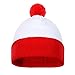 NUWIND Cappello a Cuffia Lavorato a Maglia Bianco Rosso - Cappello in Tessuto a Maglia per Natale di Halloween (Rosso e Bianco 1pc)