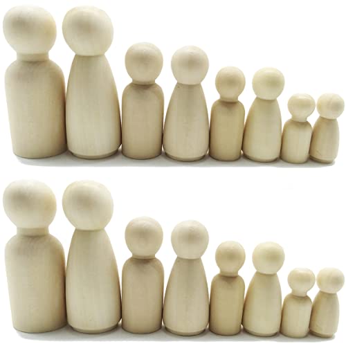 TIHOOD 16PCS Unfinished Wood Doll Bodies Assorted Wooden People Shapes for Arts and Crafts