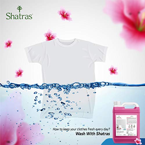 Image of Shatras Pink Liquid Detergent 5 Liter | Nature-Based Laundry Care Formula | Cloth Freshener with Fabric Conditioner | Gentle Fabric Cleaning | Suitable for All Types of Washing Machines & Hand Wash