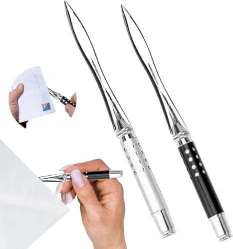 Brieföffner, 2 Stück Letter Opener, 16cm Letter Opener aus Metall, Aus Metall Robust Brieföffner, Brieföffner mit Gravur, Brieföffner Edel, Brieföffner Edelstahl, Brieföffner Schwert (Silber Schwarz)