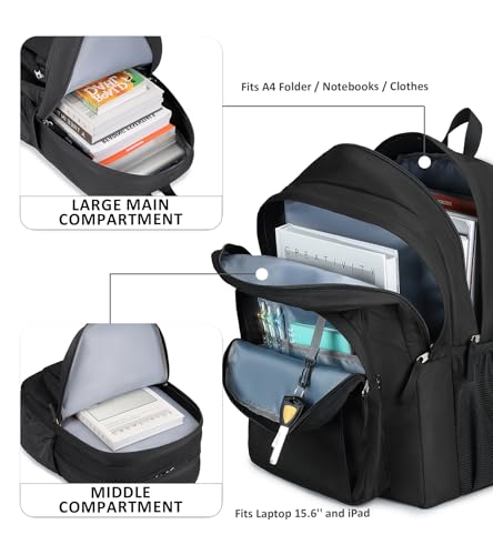 Image of abshoo Classical Basic Womens Travel Backpack For College Men Water Resistant Large Bookbag (Black)