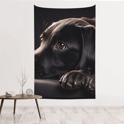 Tapisserie murale Labrador noir pour décoration de chambre moderne sans trou