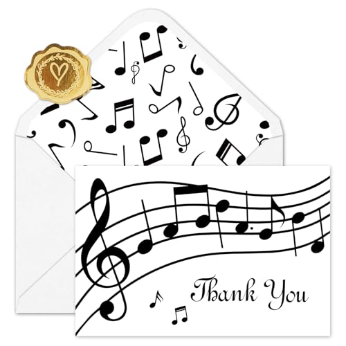 Cartes de remerciement thème musique fournitures invitation anniversaire et concert lot de 48