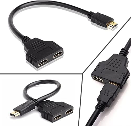 CHILTINA HDMI Splitter Adapter,1080P HDMI Male to Dual HDMI Femal 1 to 2 Way HDMI Splitter Adapter Cable for HDTV HD, LED,LCD Monitor and Projectors, Support Two TVs at The Same Time