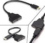 HDMI Adaptateur de diviseur,1080P HDMI Homme à double HDMI Féminin 1 à 2 Voie HDMI Câble d'adaptateur pour Splitter HDTV HD, LED,LCD Surveiller et Projecteurs, soutenir deux téléviseurs en même temps