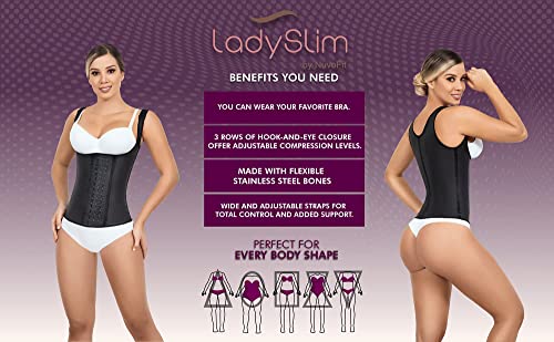 Fajas Colombiana Full Latex Chaleco Vest Waist Cincher Trainer Trimmer Girdle Workout Corset Body Shaper (Black, M) #TOP5