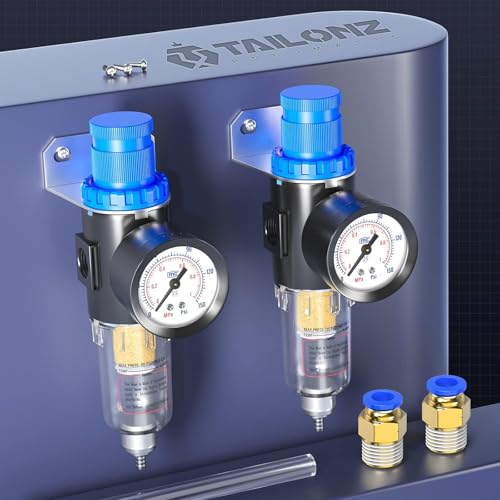 TAILONZ PNEUMATIC 1/4 Zoll BSP AFR2000 Luftfilter-Druckregler-Kit(0 bis 1 MPA)5 Micron Messing-Element Druckluftwerkzeug-Kompressor-Filter mit Manometer