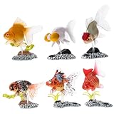 MOLUCKFU 6 Piezas Figuras Decorativas de Peces Modelo Realista con Base para Escritorio Adornos Infantiles Temáticos de Pez Decoración Hogar y Educativo