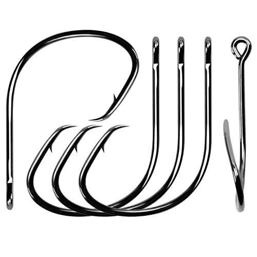 Goture Offset Circle Hooks Fishing Hooks 2X Strong Offset Sport Circle Hooks Black High Carbon Steel 50Pcs/Size:2/0 #TOP22