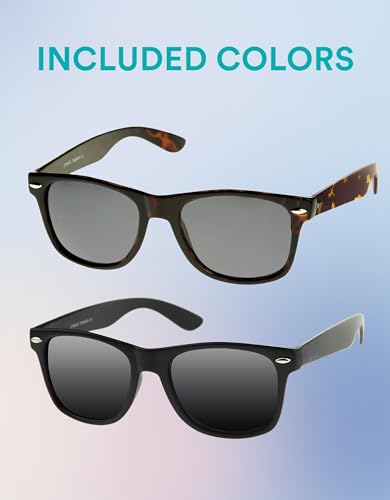 Image of zeroUV - Classic Colored Mirror Lens Square Horn Rimmed Sunglasses for Men Women