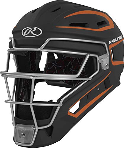 Rawlings | VELO 2.0 Catcher's Helmet | Baseball | Senior (7 1/8' - 7 1/2') | Black/Orange