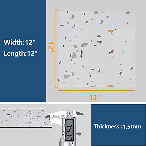 Miniatura 6 de Veelike Suelo Vinilo Autoadhesivo Marmol Blanco Suelo Vinilico Granito Terrazo Vinilo Suelo Autoadhesivo Azulejos Papel Adhesivo Para Azulejos Baño Baldosas Adhesivas Suelo 1.5mm 30cm 30cm 24 Piezas