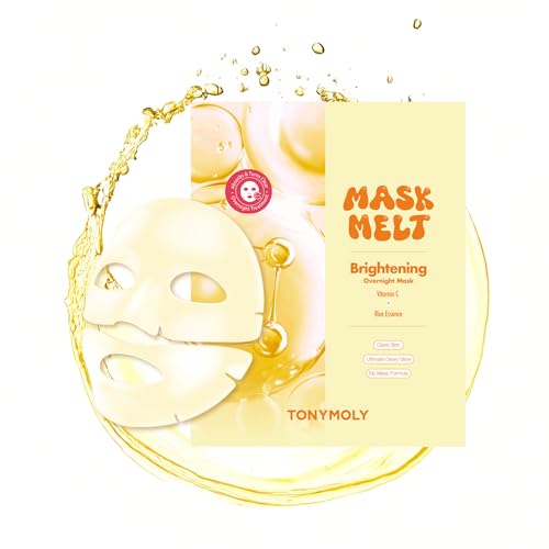 TONYMOLY Mask Melt Brightening Hydrogel Overnight Face Mask | Vitamin C & Rice Essence Sheet Mask for Radiant, Even-Toned Skin | Korean Overnight Treatment