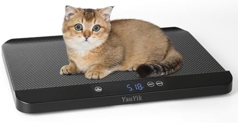 YauYik Digital Pet Scale for Accurate Weighing - Baby Scales for Weighing, Ideal for Small Pets, Puppies, Kittens and Cats with Non-Slip Mat - LED Display with Hold Function, Measures Up to 40kg : Pet Supplies