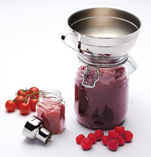KitchenCraft Home Made Jam Funnel with Recipe, Adjustable, Gift Boxed, Stainless Steel, 14 cm, Silver
