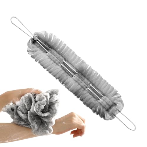 Amesor Exfoliador de Espalda para Ducha,Esponja De Baño 2 En 1 | Esponja Frotadora Con Asas De Cuerda Limpiador Corporal Para Mujeres Niñas Niños Hogar Viaje Spa Eliminación De Piel Muerta