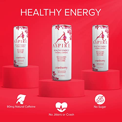 Aspire Healthy Energy Drink - 36 Can Bundle - Apple Acai, Mango Lemonade, Cranberry - Zero Sugar, Calories Or Carbs – Contains Natural Caffeine, Vitamins B & C - No Jitters Or Crash – 12Oz Cans #TOP4