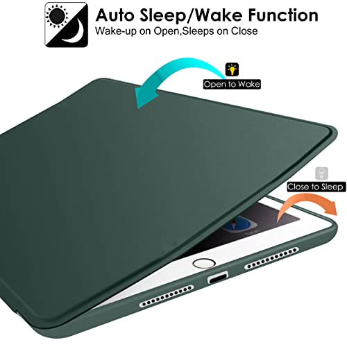 Image of DuraSafe Cases for iPad Mini 3 /2 /1 7.9 Inch Trifold Soft Silicone Shock Proof Magnetic Flip Case - Dark Green