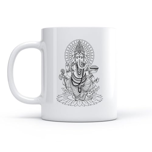 White ceramic coffee mugs ganesha india hindu god home ation