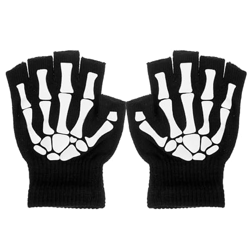 Nogeqi Skelett Handschuhe Halloween, Leuchtend Skeletthandschuhe,...