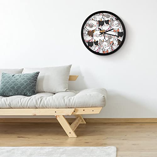 Pendule murale chat cartoon moderne et silencieuse de 25.4cm