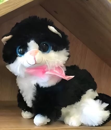 Image of Tickles Cute Cat Glitter Eye Soft Stuffed Plush Animal Toy for Kids Birthday Gift (Color: Black Size:30 cm)