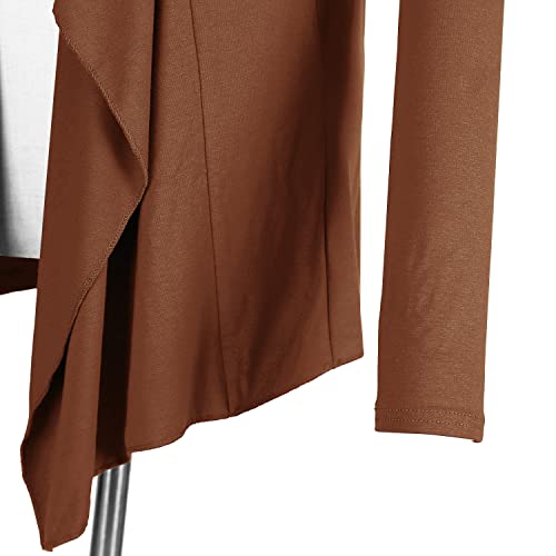 Image of Urban CoCo Women's Drape Front Open Cardigan Long Sleeve Irregular Hem