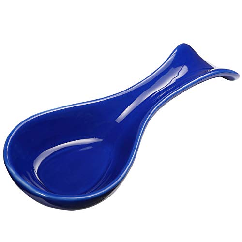 Ceramic Spoon Rests for Kitchen Spoon Rest for Stove Top Countertop Utensil Rest Ladle Spoon Holder for Cooking Home Decor Blue Color