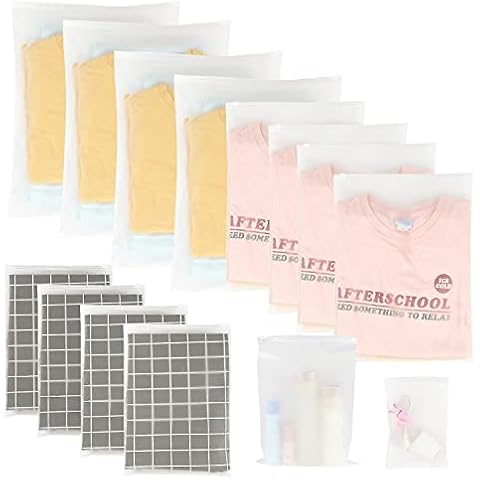 36PCS Frosted Resealable Bags, Hospital Bag Maternity Plastic Travel Storage Clothes Bags Waterproof Zip-lock Seal Space Saver Luggage Organiser Pouch for Home School Trip Hospital, 5 Sizes Cover