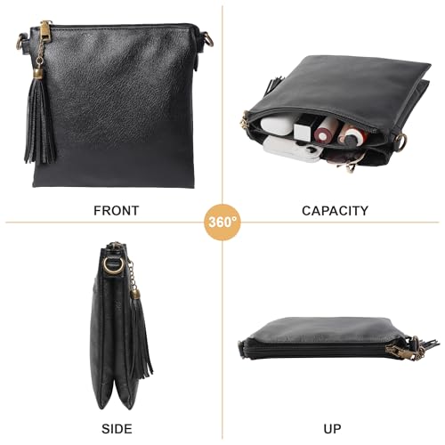 Image of seOSTO Vegan Leather Tassel Crossbody Purse,Multi Pocket Gifts For Women