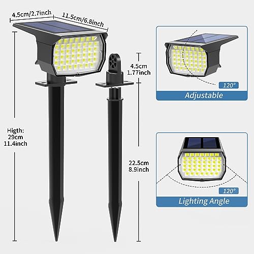 Solar Spot Lights, 46 LED Outdoor, IP65 Waterproof, 3 Modes, Solar Powered Garden Lights for Yard, Driveway, Porch, Walkway