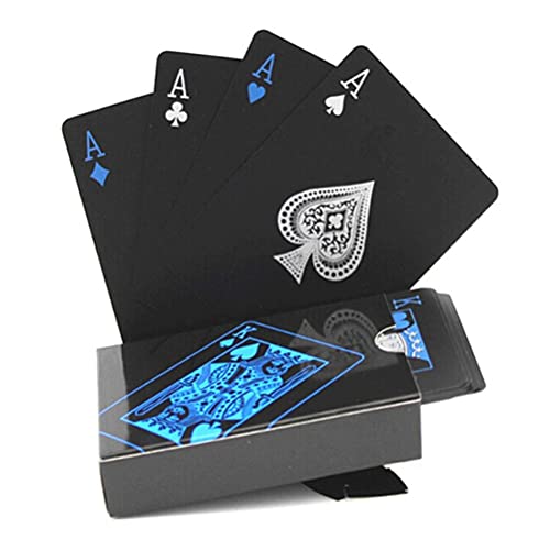 2 cartas de baralho de pôquer premium de cartas de pôquer pretas de plástico, à prova d'água, ferra