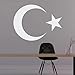 Produktbild AY YILDIZ - Halbmond Türkiye Wandtattoo Wandaufkleber Sticker Aufkleber (13 (B) x 10 (H) cm, Weiss)