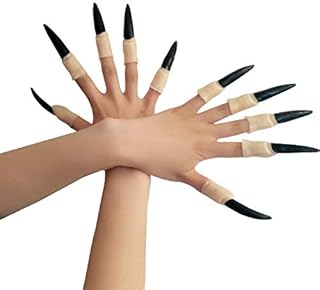 Halloween Costume Nail Claws Fake Witch Finger nail Arrow Claw Rings Cosplay Nail Finger Tips for Halloween Party Prop Talon Claw Paw Fingertip Witch Claws Armor finger Gothic Vampire Nails 10PCS