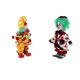 Bunter Kostümanzug und Make-up-Gesicht, lächelnde Clownpuppe wird Ihnen viel Spaß bringen.