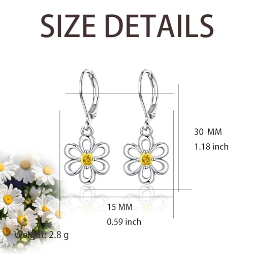 Flower Earrings Daisy/Sunflower Leverback Earrings Dainty Flower Drop Dangle Earrings Jewelry for Women Birthday3