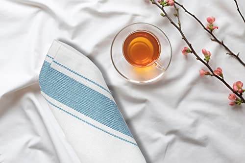 Zuperia Classic Kitchen Towels - 32 Pack - 15" X 26" - 100% Cotton Kitchen Dish Towels - Reusable Cleaning Cloths - Blue Tea Towels - Washable Hand Towels & Dish Towel (Green Striped) #TOP7