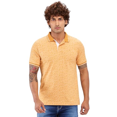Image of Raymond Men's Modern Fit Print Pattern Pure Cotton Half Sleeve Polo Casual T-Shirt