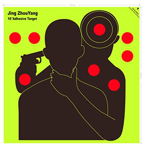 JingZhouYang Reusable Adhesive Shooting Targets Bulk Value Pack, 10 x 10 inch Splatter Target Stickers for Indoor and Outdoor Ranges, Fluorescent Yellow Hit Markers