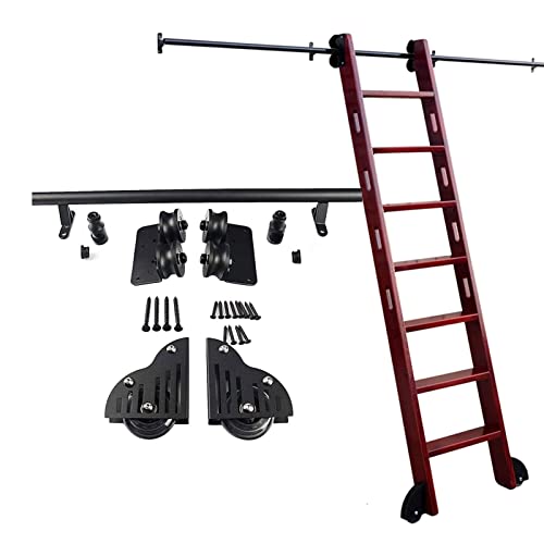 Kit matériel échelle coulissante MiroDo rail rond en acier pour bibliothèque murale - 2