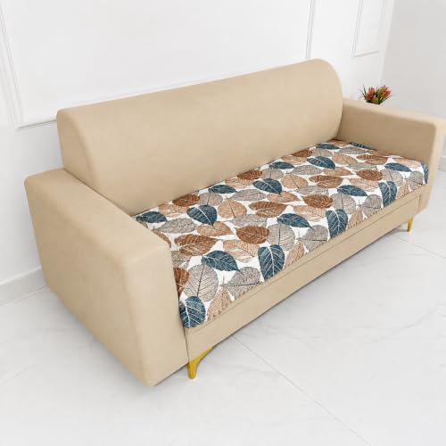 Image of Homerz Premium Printed Quilted Velvet Sofa Slip Cover Protector with Tassels, Sofa Mat, Exact Size, Antislip Cover (Folia, 5 (3+2) Seater, Half)