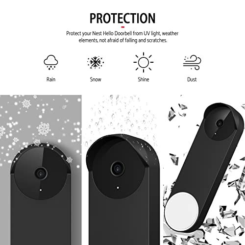 Image of Silicone Case for Google Nest Hello Doorbell (Battery) Cover - Weatherproof Protective Silicone Doorbell Skin Case (Black)