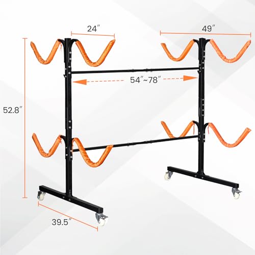 Neorexon Freestanding Kayak Storage Rack, Kayak Racks for Outdoor Storage 4 Kayak, Kayak Stand Heavy Duty Storage for Kayaks, Canoes, SUP and Surfboards
