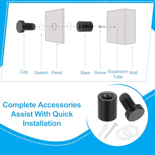 Image of PATIKIL 5 /8 inch x 1.2 inch Standoff Screws, 12 Pack Stainless Steel Wall Mount Sign Standoffs Mounting Hardware Advertising Nail for Hanging Acrylic Picture Frame, Black