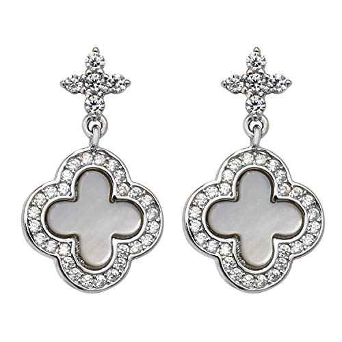 Boucles d'Oreilles Argent 925 Anti-Ternissement Iris Nacré WJS