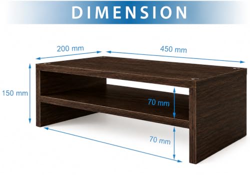 Image of Wooden Monitor Stand with Storage Organizer For Desk, Tables, Office, Home, Studio, Study Table | Desktop Ergonomic Monitor Stand Riser (Ash Walnut, Large)