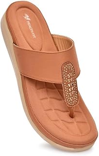 EXTRA SOFT Women's Comfortable Memory Foam Doctor Slippers/Flip-Flops|Fashionable Casual & Stylish|Lightweight & Breathable|Outdoor Synthetic Casual Chappals Sandals Ladies & Girls HF23